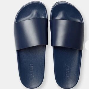 Onia Blue Leather Slides NWOT